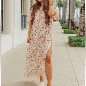 NWT Buddy Love Leopard Print Pamela Caftan Maxi Dress